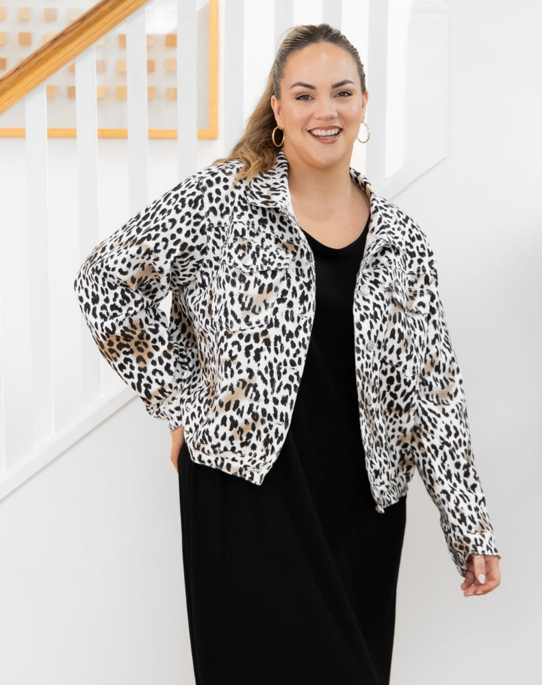 Frankie Jacket With Pockets - White Leopard