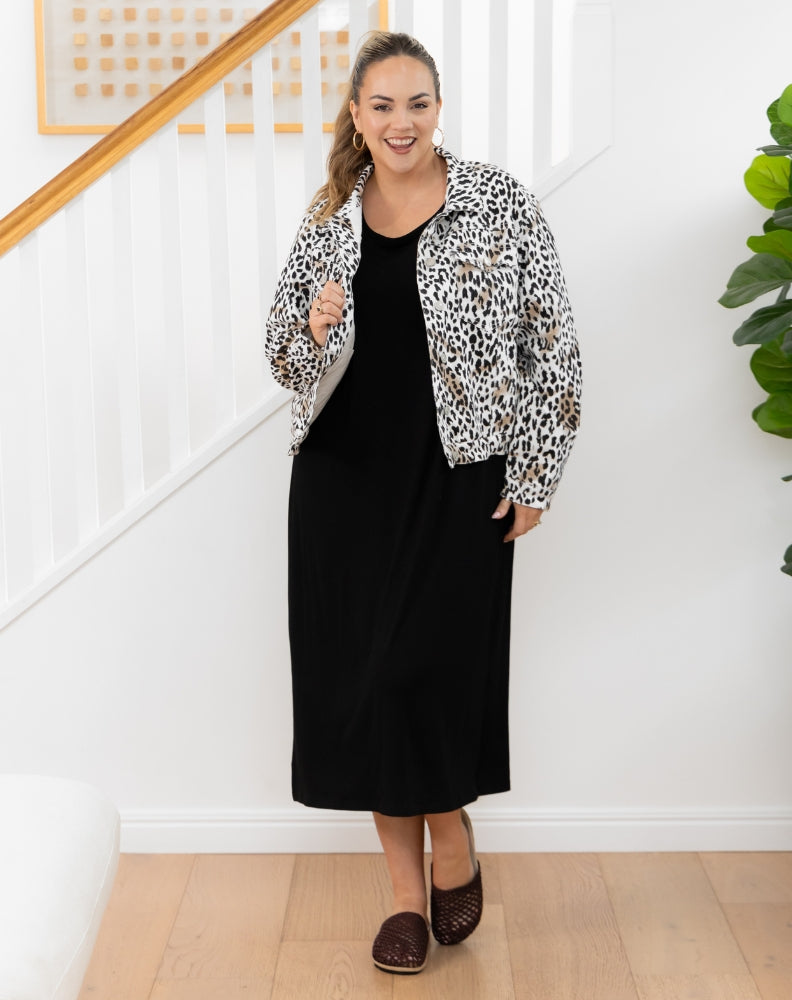 Frankie Jacket With Pockets - White Leopard