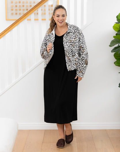 Frankie Jacket With Pockets - White Leopard