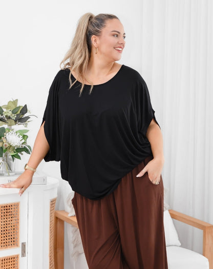 Bamboo Batwing Tee - Black