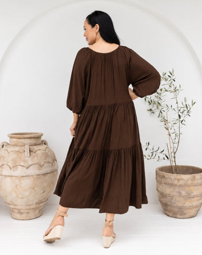 Jackson Midi Dress - Coffee