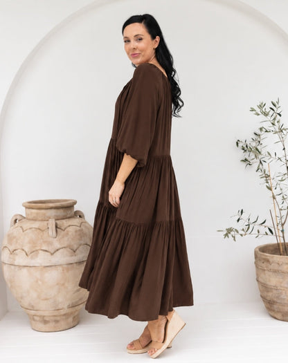 Jackson Midi Dress - Coffee