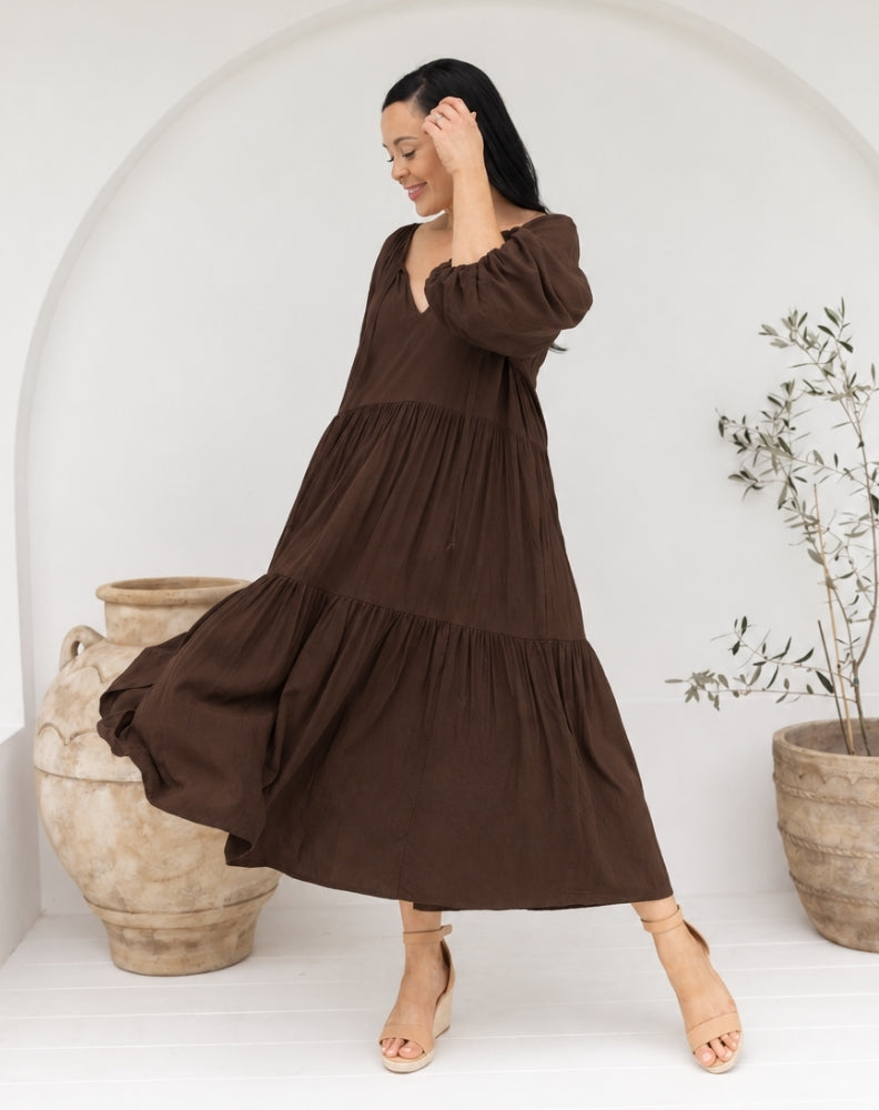Jackson Midi Dress - Coffee