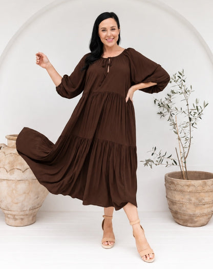Jackson Midi Dress - Coffee