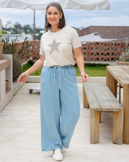 Victoria Chambray Flared Jean
