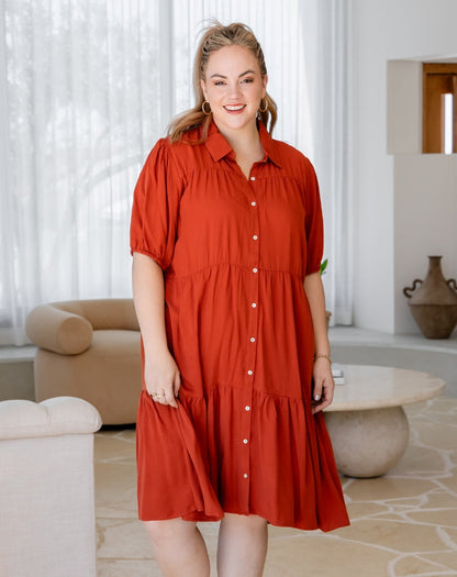 Taylor Shirt Dress - Rust