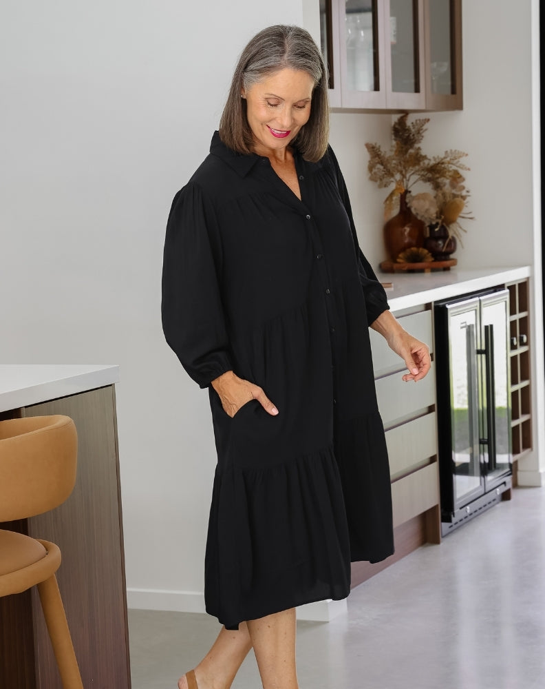 Tara Shirt Dress - Black