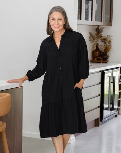 Tara Shirt Dress - Black