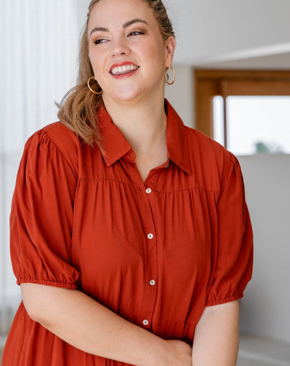 Taylor Shirt Dress - Rust