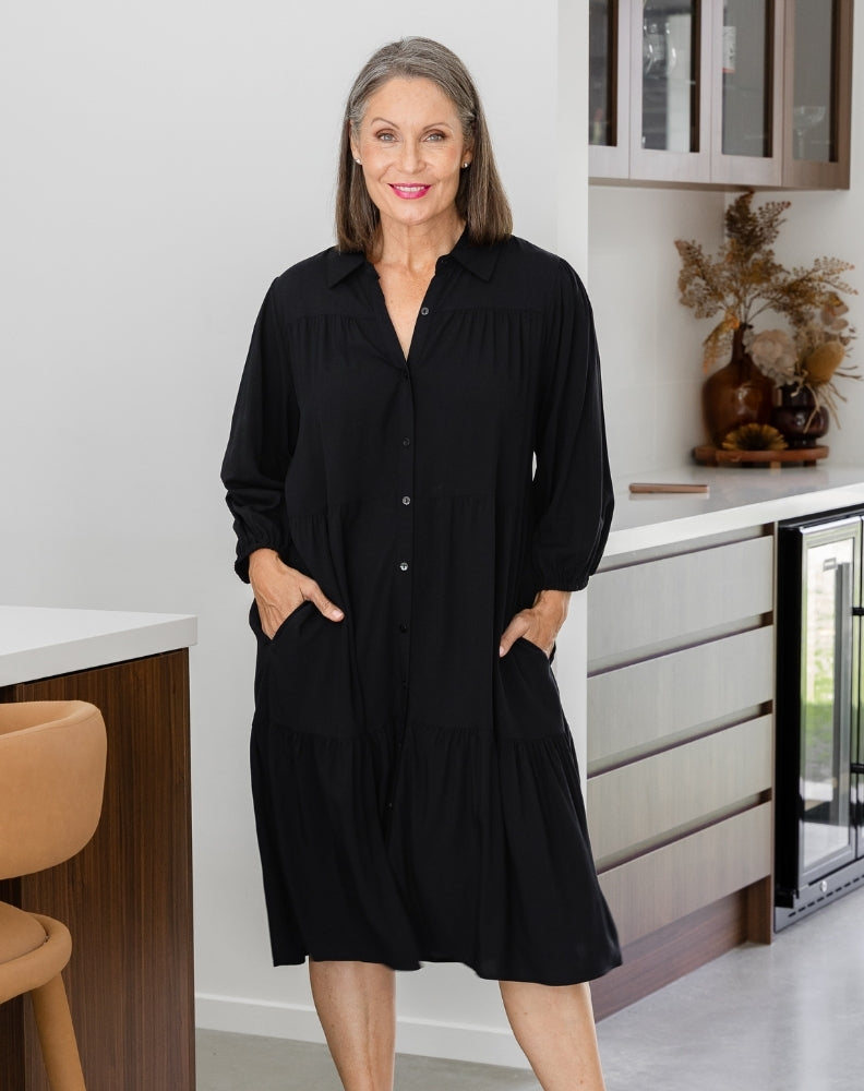 Tara Shirt Dress - Black