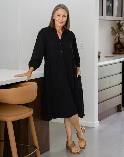 Tara Shirt Dress - Black