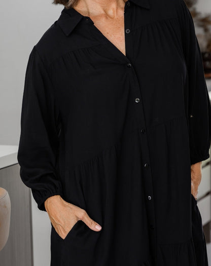 Tara Shirt Dress - Black