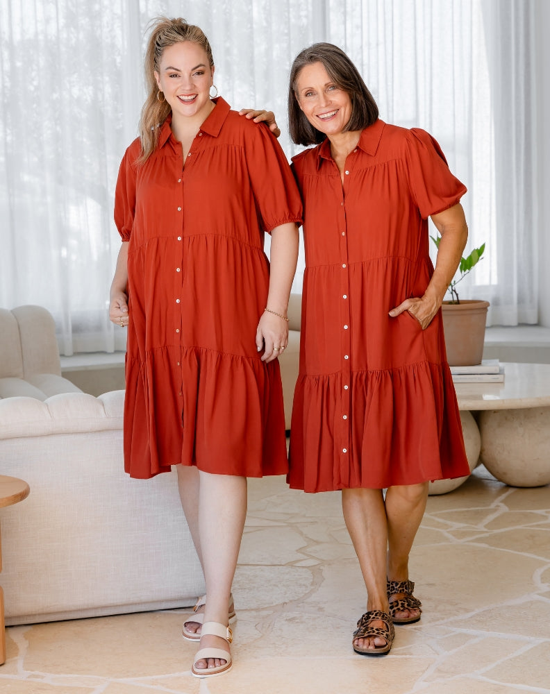 Taylor Shirt Dress - Rust