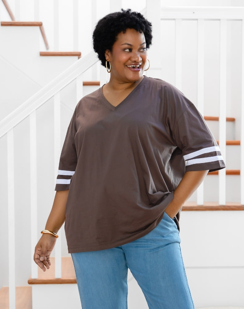 Striped Tee - Chocolate