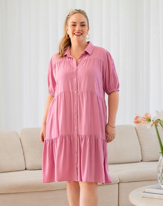 Taylor Shirt Dress - Pink