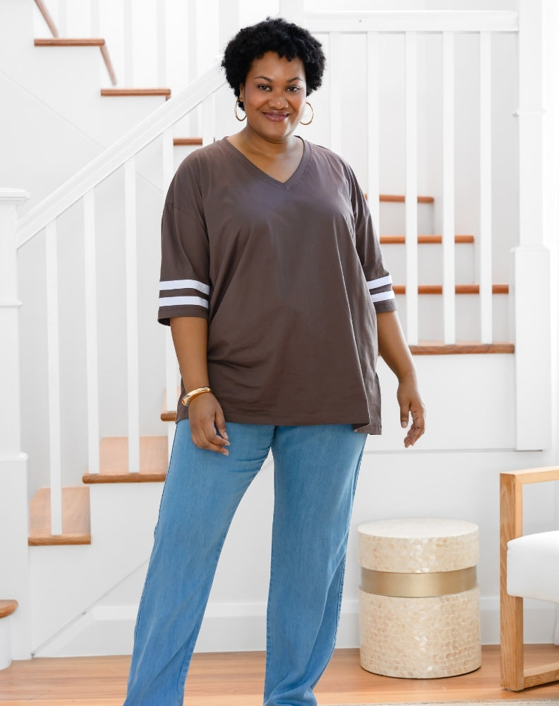 Striped Tee - Chocolate