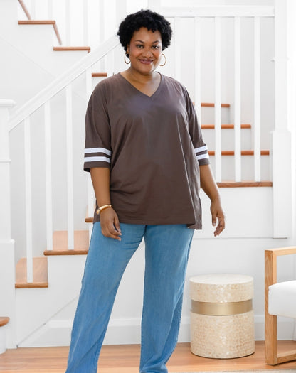 Striped Tee - Chocolate