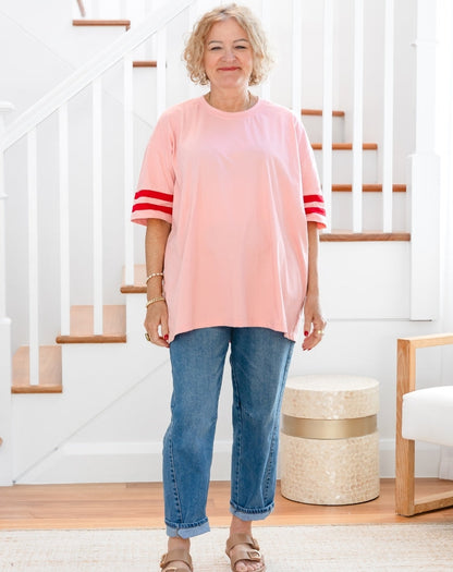Striped Cotton Tee - Pink