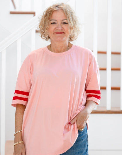 Striped Cotton Tee - Pink
