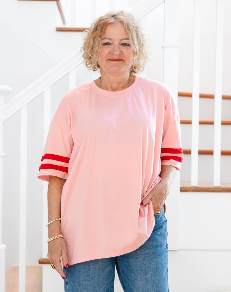 Striped Cotton Tee - Pink