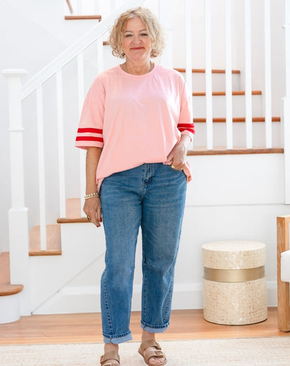 Striped Cotton Tee - Pink