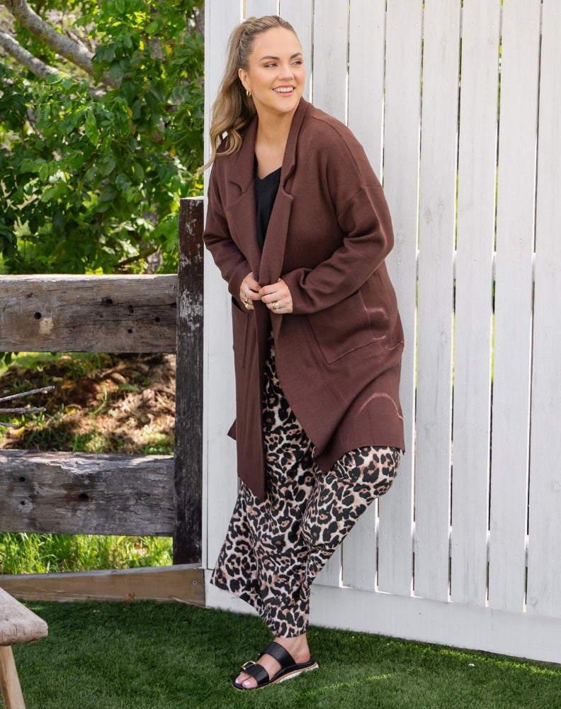Chloe Knit Coatigan Chocolate