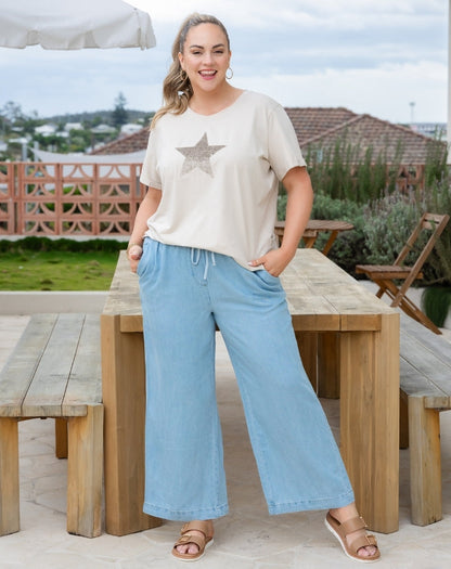 Victoria Chambray Flared Jean