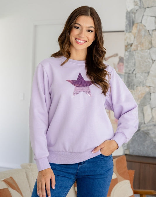 Star Sequin Sweat - Lilac