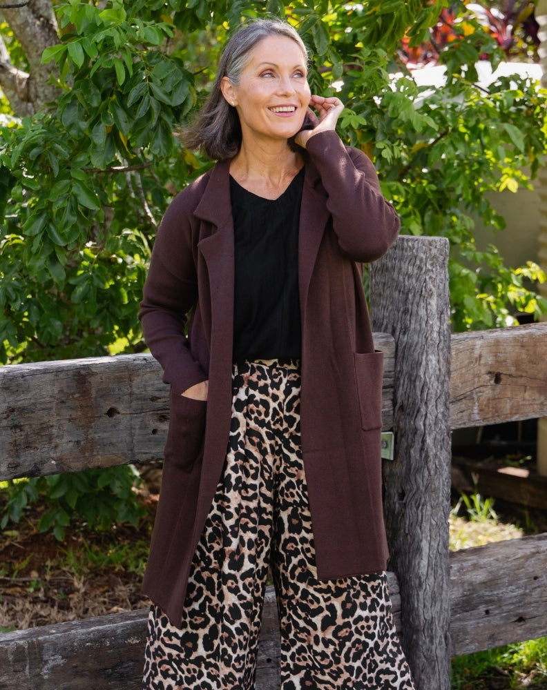 Chloe Knit Coatigan Chocolate