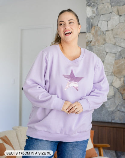 Star Sequin Sweat - Lilac