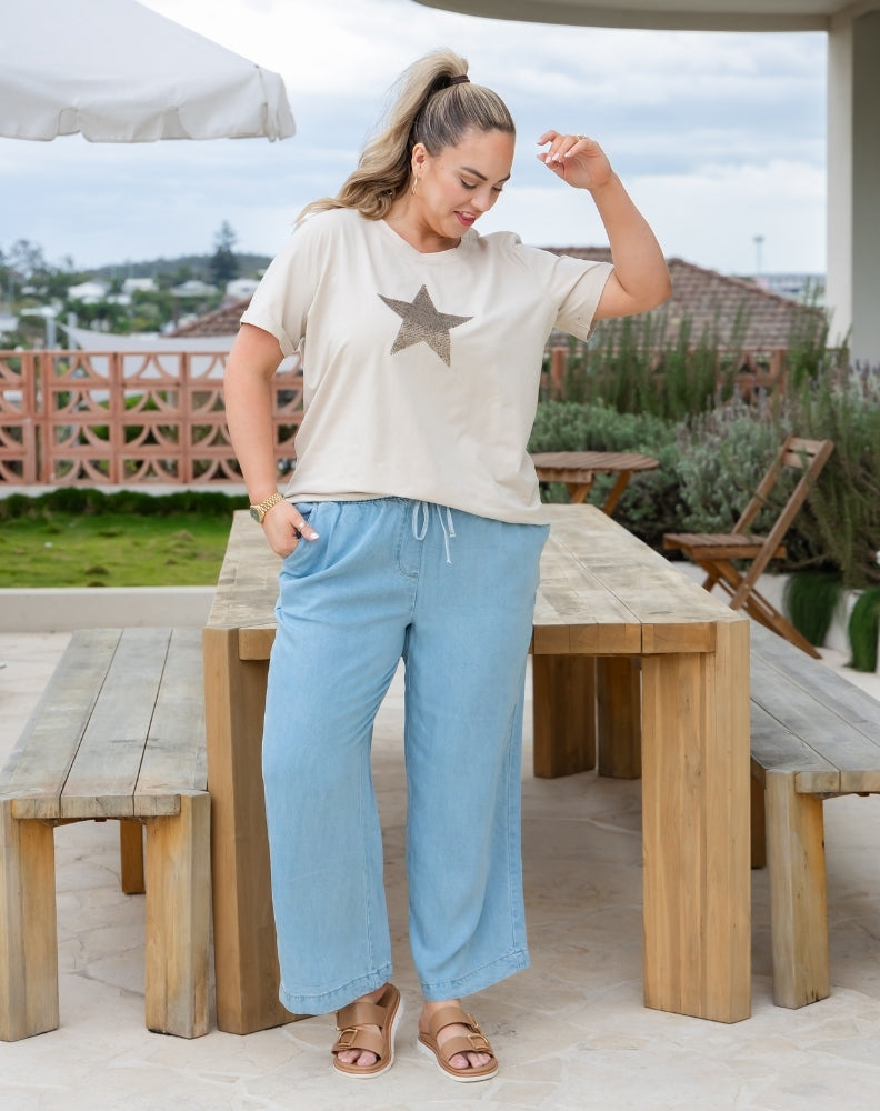 Victoria Chambray Flared Jean