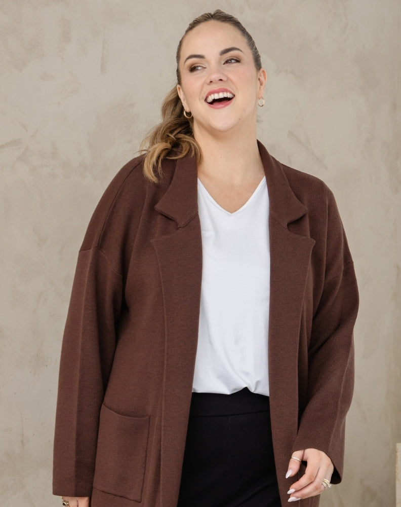 Chloe Knit Coatigan Chocolate