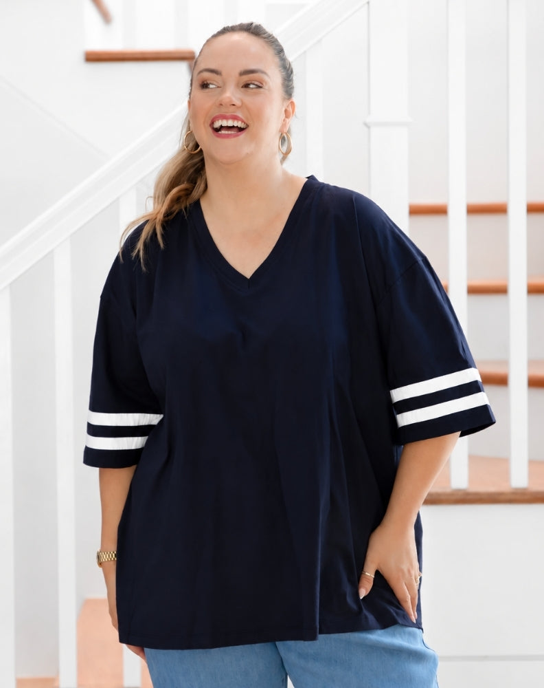 Striped Tee - Navy