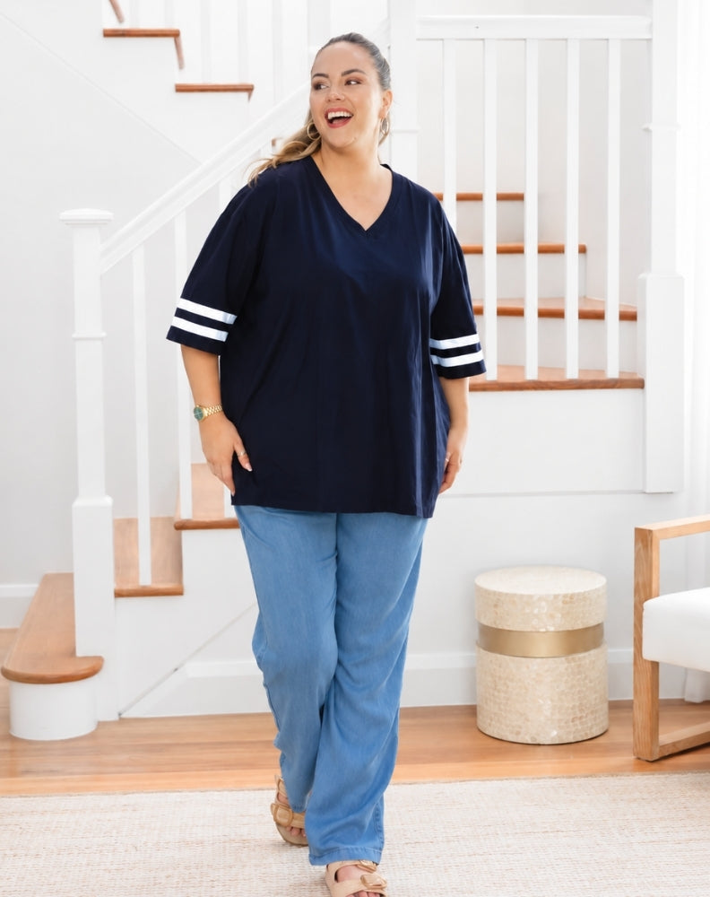 Striped Tee - Navy