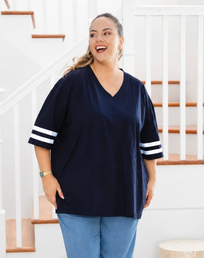 Striped Tee - Navy
