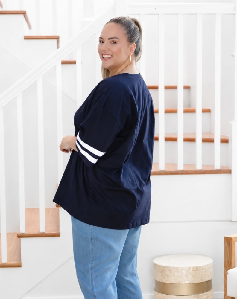 Striped Tee - Navy