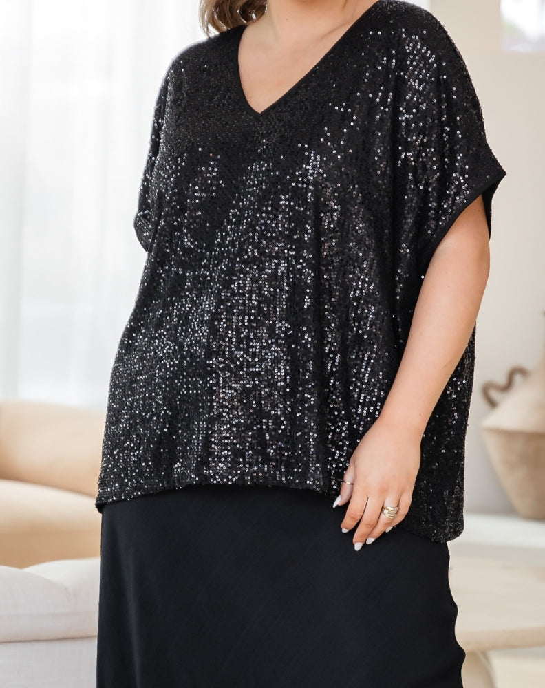 Dolly Sparkle Top - Black