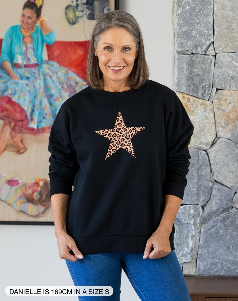 Star Leopard Sweat - Black