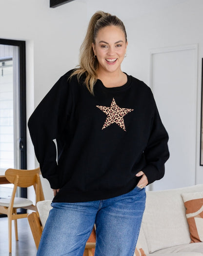 Star Leopard Sweat - Black