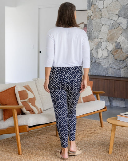 Slouch Pant - Navy Flower