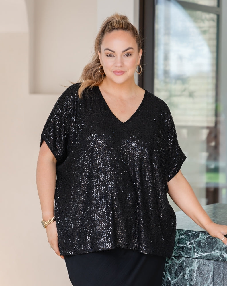 Dolly Sparkle Top - Black