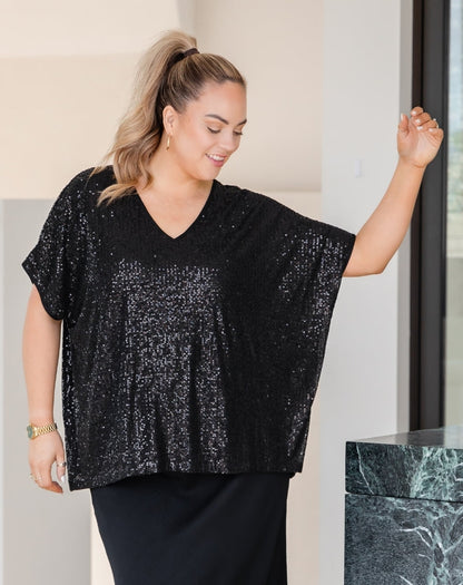 Dolly Sparkle Top - Black