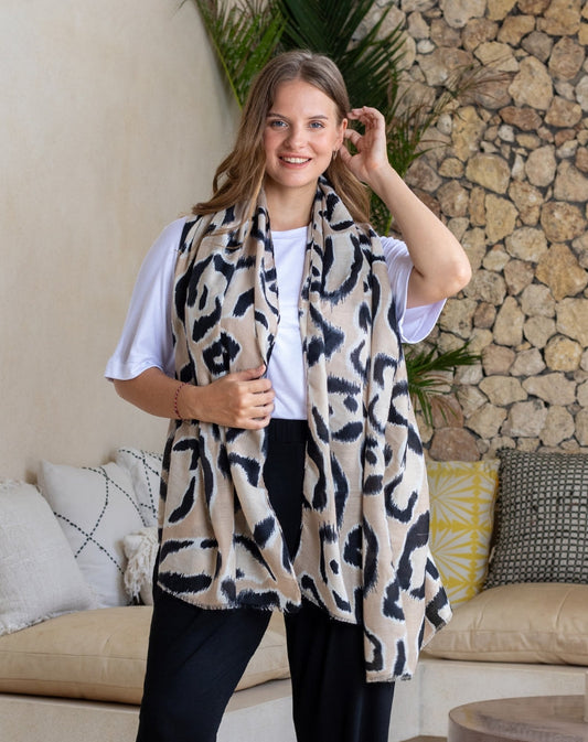 Animal Print Scarf - Desert Reef Beige