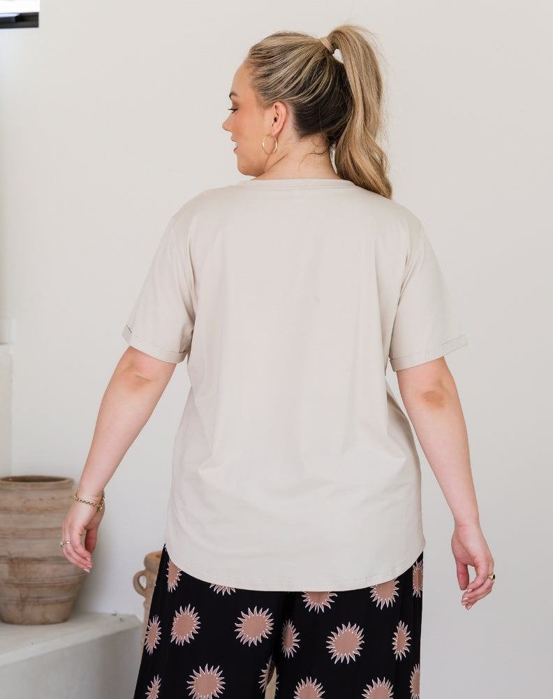 Star Sequin Tee - Beige