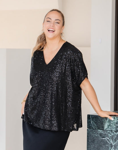 Dolly Sparkle Top - Black
