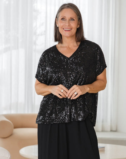 Dolly Sparkle Top - Black