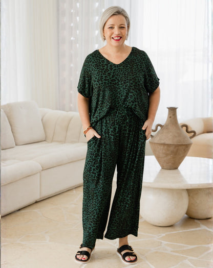 Sammie Pants - Green Leopard