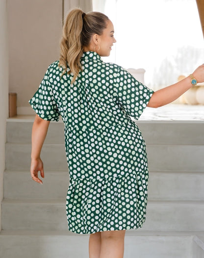 Sherry Shirt Dress - Olive Spot