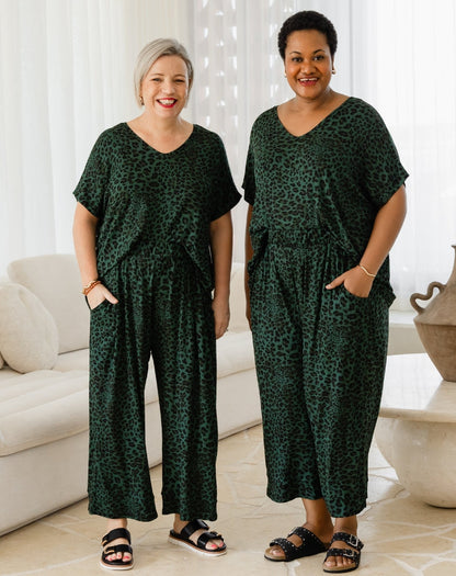 Sammie Pants - Green Leopard