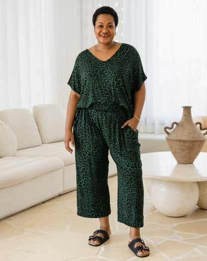 Sammie Pants - Green Leopard